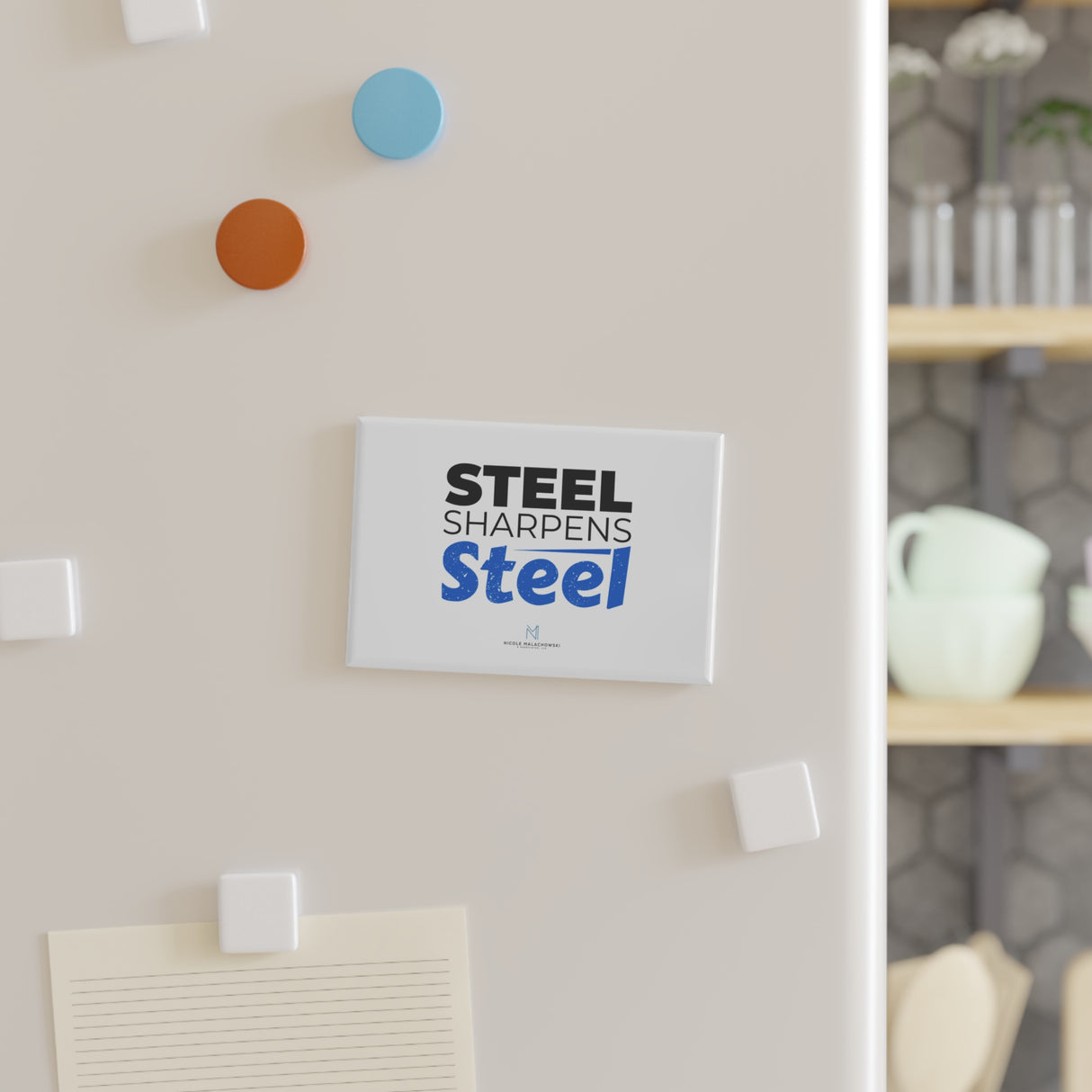 "Steel Sharpens Steel" Button Magnet, Rectangle