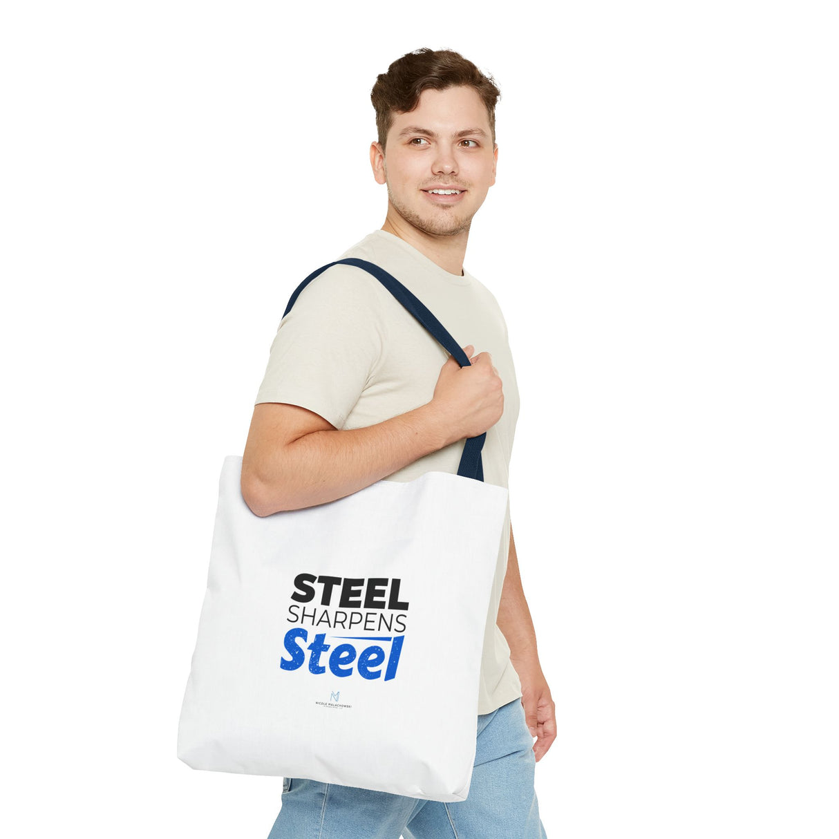 "Steel Sharpens Steel" Reusable Shopping Tote Bag