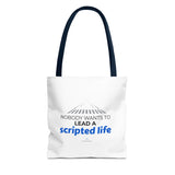 "Scripted Life" Reusable Shopping Tote Bag